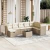 vidaXL Garden Sofa Set Beige Poly Rattan, Steel, Tempered Glass Large