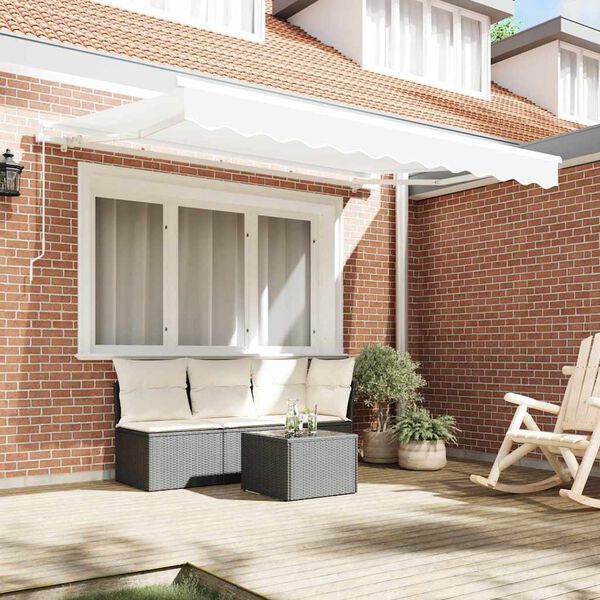 vidaXL Retractable Awning White 137.8" x 78.7" Polyester and Aluminium