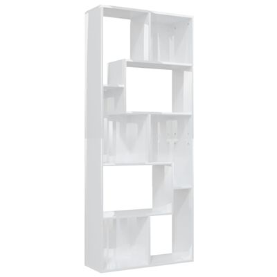 vidaXL Book Cabinet High Gloss White 26.4"x9.4"x63.4" Chipboard