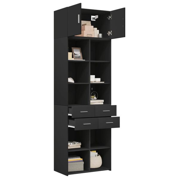 vidaXL Storage Cabinet Black Engineered Wood Large Storage Cabinet