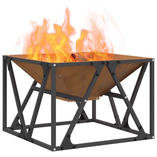 vidaXL Fire Pit Brown 19.69 x 19.69 x 13.78 in Steel