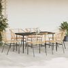vidaXL 7 Piece Patio Dining Set Brown Poly Rattan Glass