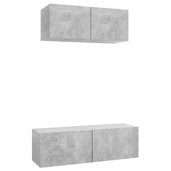 vidaXL TV Cabinet Set Set of 2 Concrete Gray Engineered Wood Standard
