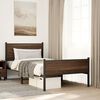 vidaXL Bed Frame Brown Oak Steel, engineered wood 39.4 x 74.8 in Modern