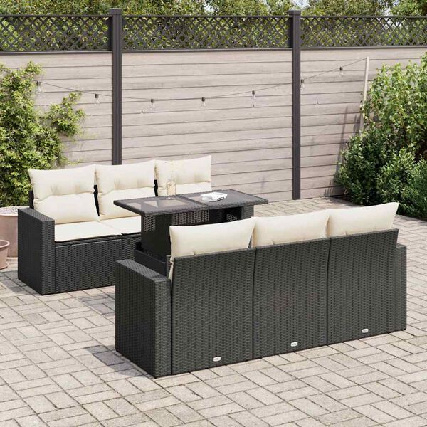 vidaXL Garden Sofa Set Black, Cream White