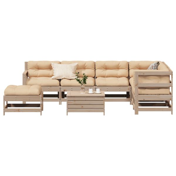 vidaXL 8 Piece Patio Lounge Set with Cushions Solid Wood Pine
