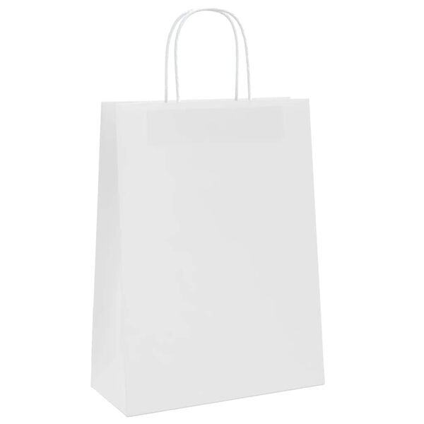 vidaXL Paper Bags 50 pcs with Handles White 26x12x35 cm