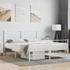 vidaXL Bed Frame White Powder-Coated Steel Double Bed Frame