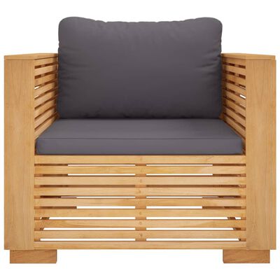 vidaXL Patio Sofa Chair with Dark Gray Cushions Solid Wood Teak