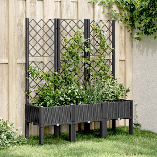 vidaXL Garden Planter Black Polypropylene 47.2 x 15.7 x 55.9 in Planters