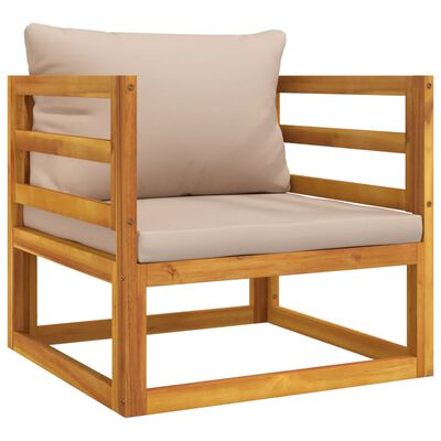 vidaXL Patio Chair with Taupe Cushions Solid Wood Acacia