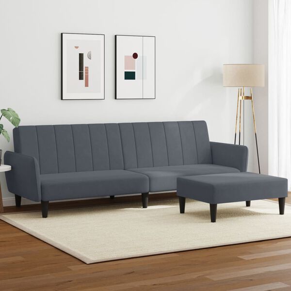 vidaXL Sofa Bed Dark Grey Velvet (100% polyester), wood, plastic Standard