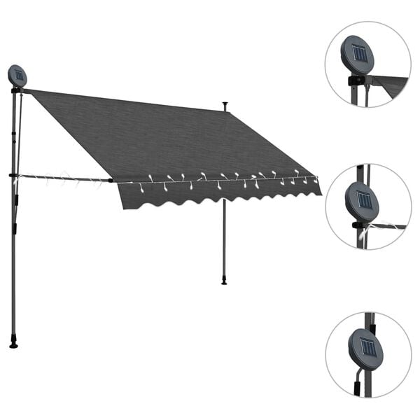 vidaXL Retractable Awning Charcoal Polyester with PU coating
