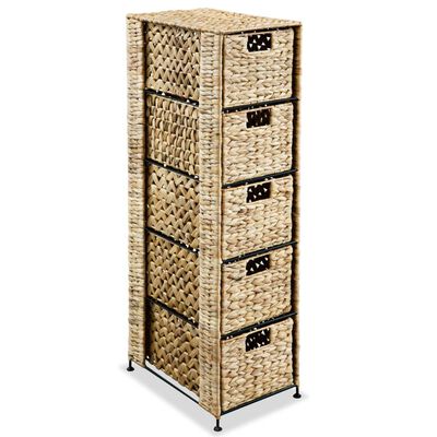 vidaXL Storage Unit with 5 Baskets 10"x14.6"x39.4" Water Hyacinth