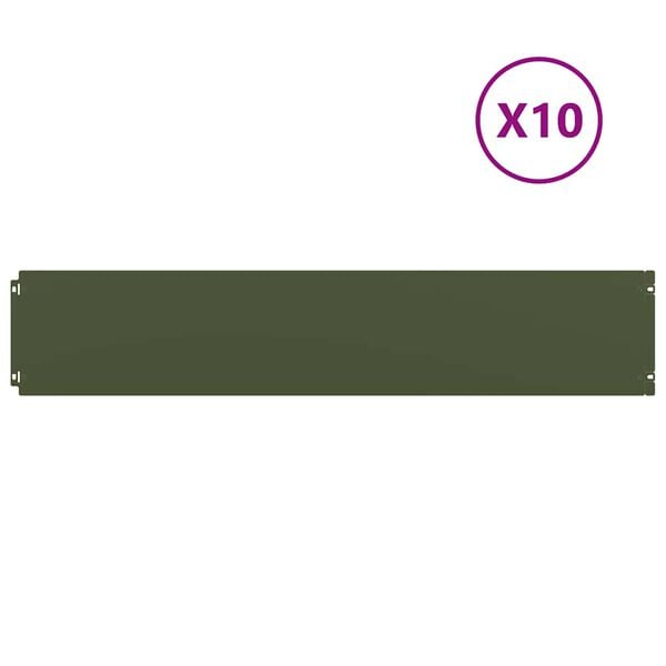 vidaXL Lawn Edgings 10 pcs Olive Green 7.9x40.6" Cold-rolled Steel