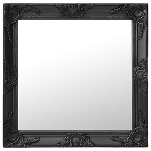 vidaXL Wall Mirror Black Wood, glass, engineered wood 23.6 in x 23.6 in