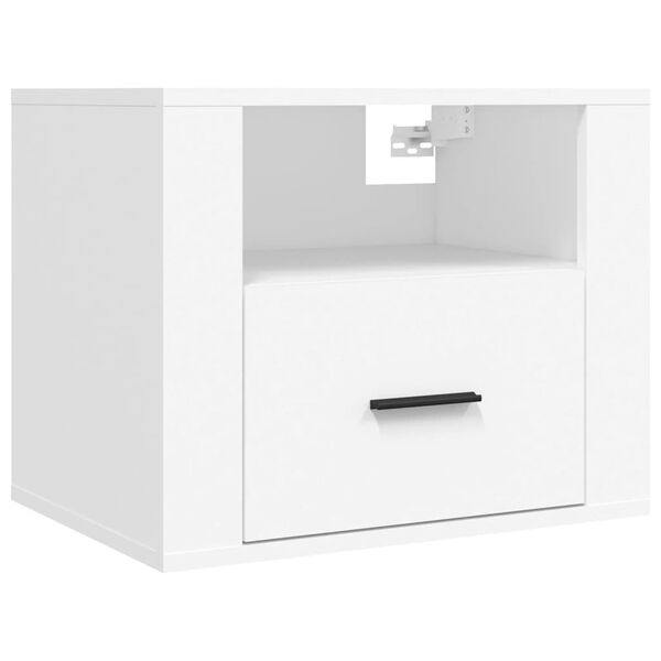 vidaXL Wall-mounted Bedside Cabinet White Engineered wood Medium Storage