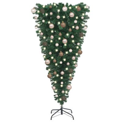 vidaXL Upside-down Artificial Pre-lit Christmas Tree with Ball Set 47.2"