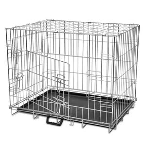 vidaXL Dog Crate Galvanized steel Galvanized steel and plastic M
