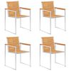 vidaXL Patio Chairs 4 pcs with Cuhsions Solid Teak Wood (2x46515+314069)