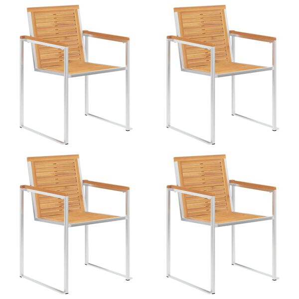 vidaXL Patio Chairs 4 pcs with Cuhsions Solid Teak Wood (2x46515+314069)
