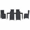 vidaXL Garden Dining Set with Cushion 7 pcs Black Poly Rattan