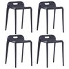 vidaXL Stool Set of 4 Black Polypropylene Compact size Stackable