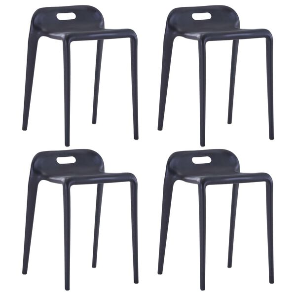 vidaXL Stool Set of 4 Black Polypropylene Compact size Stackable