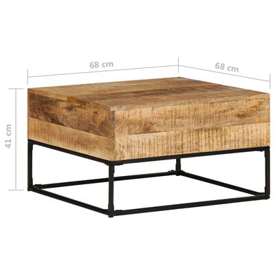 vidaXL Coffee Table 26.8"x26.8"x16.1" Rough Mango Wood