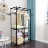 vidaXL Clothes Rack Black Powder-coated steel, Non-woven fabric Medium