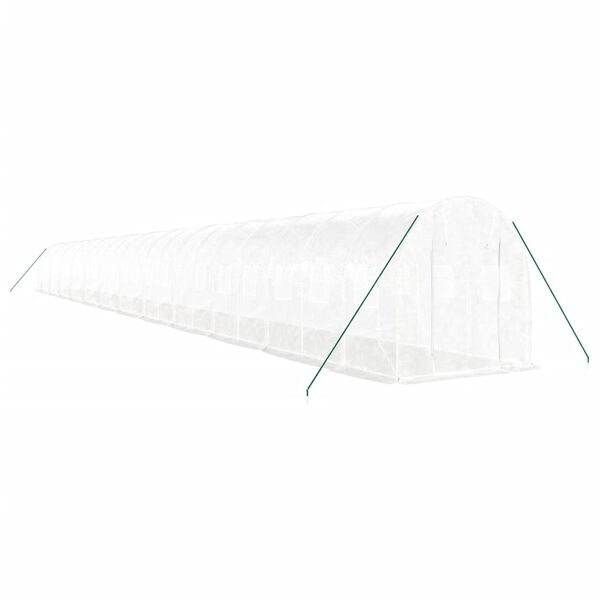 vidaXL Greenhouse White Polyethylene, Galvanized Steel Large