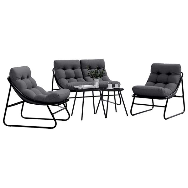 vidaXL Garden Dining Set 5 pcs Black Steel