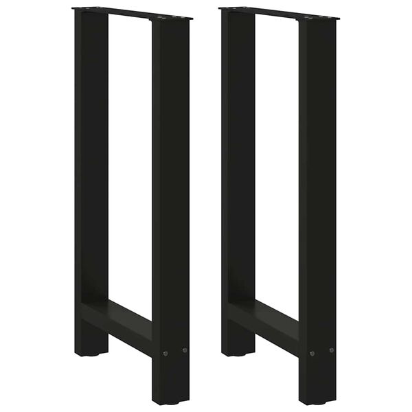 vidaXL Coffee Table Leg Set of 2 Black Powder-coated steel Medium
