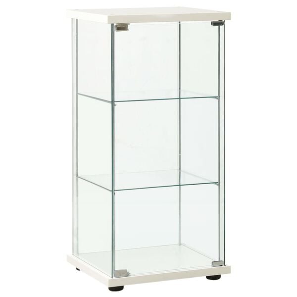 vidaXL Storage Cabinet White and transparent Tempered glass, Engineered wood
