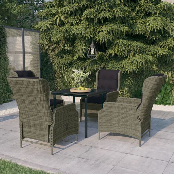 vidaXL Garden Dining Set Brown PE Rattan, Powder-coated steel, Glass