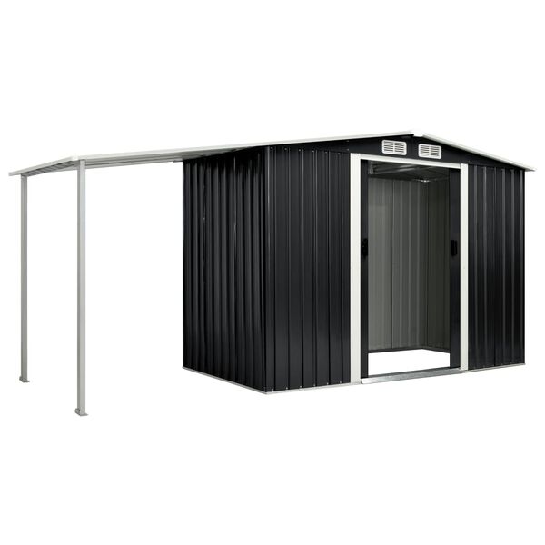 vidaXL Garden Shed Anthracite Galvanized Steel Large Sliding Components
