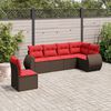 vidaXL 6 Piece Garden Sofa Set with Cushions Brown Poly Rattan
