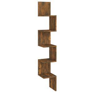 vidaXL Wall Corner Shelf Smoked oak Engineered wood Large Wall mounting