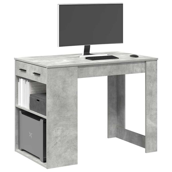 vidaXL Desk Concrete Grey Engineered wood Medium Desk Rectangular