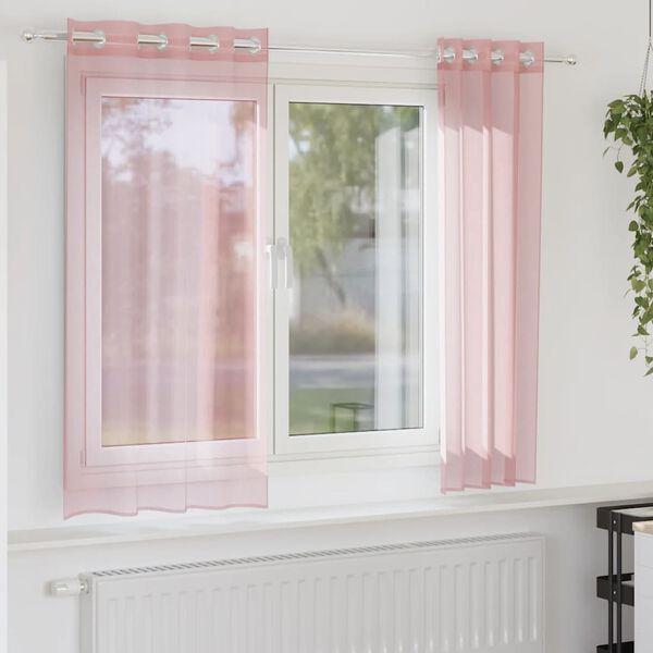 vidaXL Voile Curtains with Grommets 2 pcs Pink 55.1x68.9"