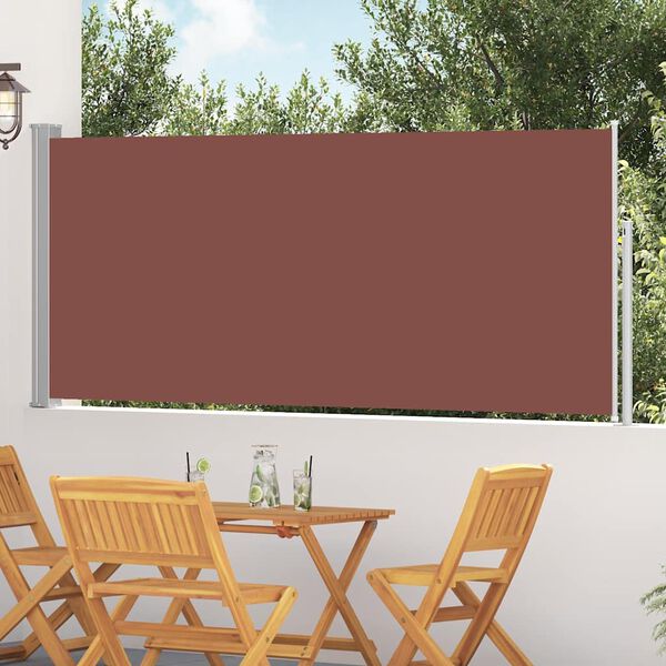 vidaXL Side Awning Brown Steel frame, 100% polyester with PU coating