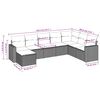vidaXL Garden Sofa Set Black PE Rattan, Powder-Coated Steel Large
