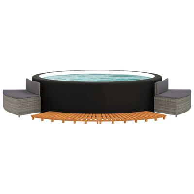 vidaXL Hot Tub Surround Gray Poly Rattan and Solid Wood Acacia