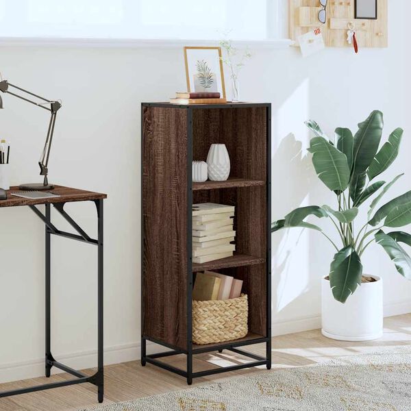 vidaXL Book Cabinet Brown oak Engineered wood, metal Medium Book Cabinet