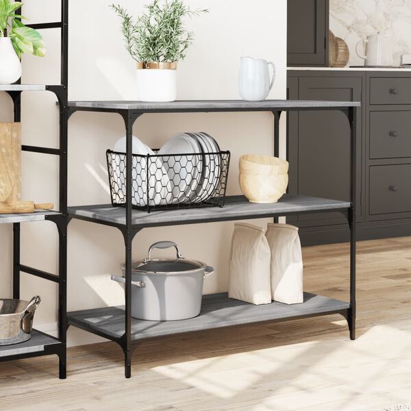 vidaXL Kitchen Trolley Gray Sonoma 40.2"x19.7"x37.4" Engineered Wood