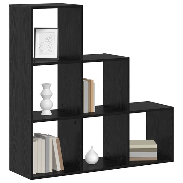 vidaXL Room Divider Bookcase Black Oak 38.98 x 11.42 x 38.98 in