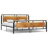 vidaXL Bed Frame Black Solid oak wood, powder-coated metal, MDF Full