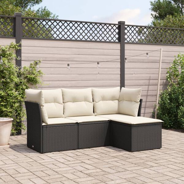 vidaXL Garden Sofa Set Black, Cream White
