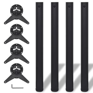 vidaXL Table Leg Set of 4 Black Iron, Die-cast Zinc Adjustable Height