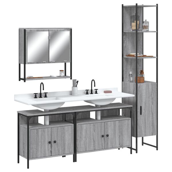vidaXL Bathroom Furniture Set Grey Sonoma